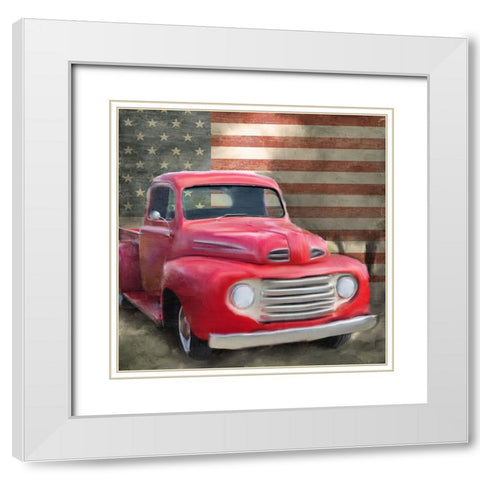 Vintage USA Truck White Modern Wood Framed Art Print with Double Matting by Allen, Kimberly