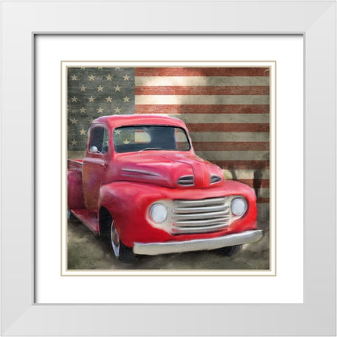 Vintage USA Truck White Modern Wood Framed Art Print with Double Matting by Allen, Kimberly