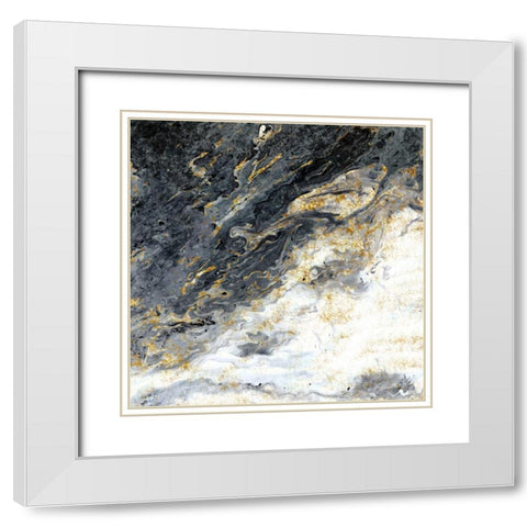 Gold Flecks Mood White Modern Wood Framed Art Print with Double Matting by Allen, Kimberly