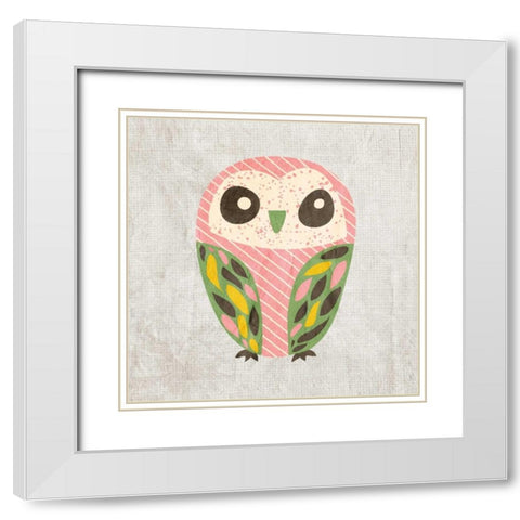 Owl Love 1 White Modern Wood Framed Art Print with Double Matting by Allen, Kimberly