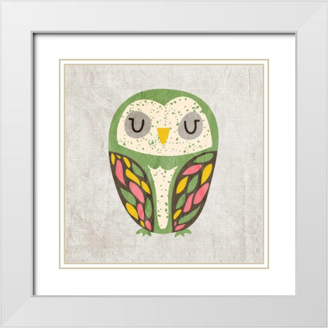 Owl Love 2 White Modern Wood Framed Art Print with Double Matting by Allen, Kimberly