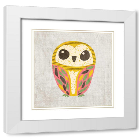 Owl Love 3 White Modern Wood Framed Art Print with Double Matting by Allen, Kimberly