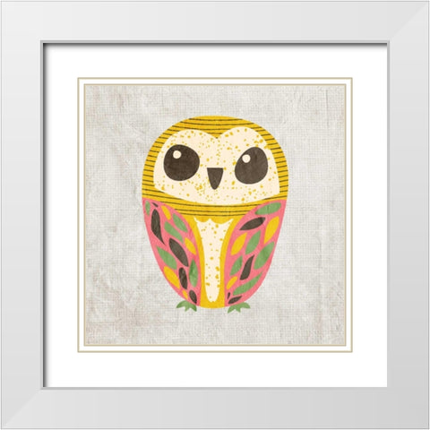 Owl Love 3 White Modern Wood Framed Art Print with Double Matting by Allen, Kimberly