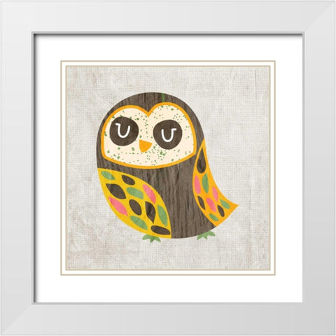 Owl Love 4 White Modern Wood Framed Art Print with Double Matting by Allen, Kimberly