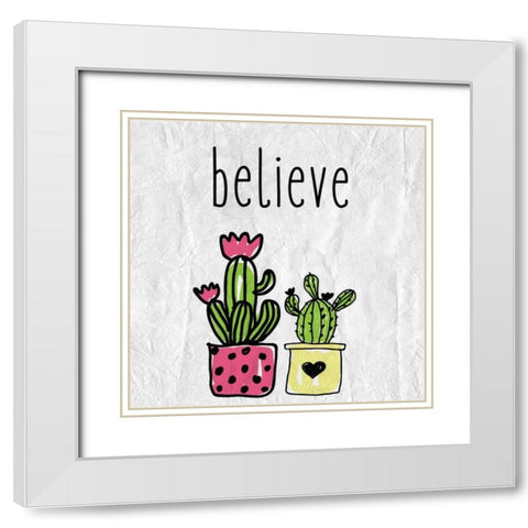 Cacti B White Modern Wood Framed Art Print with Double Matting by Allen, Kimberly