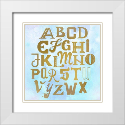 ABC Blue White Modern Wood Framed Art Print with Double Matting by Allen, Kimberly