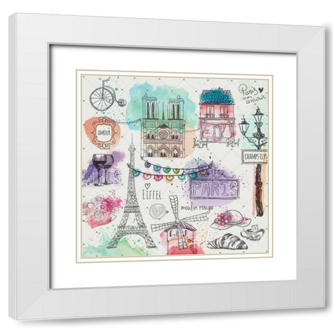 A Day In Paris White Modern Wood Framed Art Print with Double Matting by Allen, Kimberly