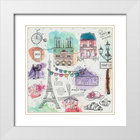 A Day In Paris White Modern Wood Framed Art Print with Double Matting by Allen, Kimberly