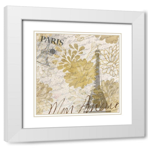 Mon Amour B White Modern Wood Framed Art Print with Double Matting by Allen, Kimberly