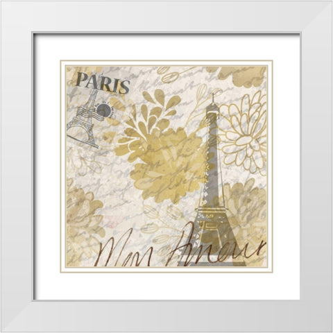 Mon Amour B White Modern Wood Framed Art Print with Double Matting by Allen, Kimberly