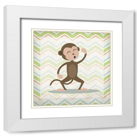 Monkey Time White Modern Wood Framed Art Print with Double Matting by Allen, Kimberly