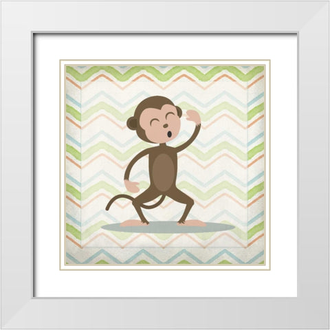 Monkey Time White Modern Wood Framed Art Print with Double Matting by Allen, Kimberly