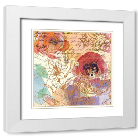 Postage Rose 1 White Modern Wood Framed Art Print with Double Matting by Allen, Kimberly