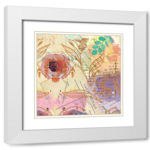 Postage Rose 2 White Modern Wood Framed Art Print with Double Matting by Allen, Kimberly