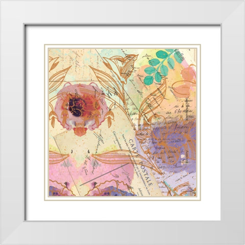 Postage Rose 2 White Modern Wood Framed Art Print with Double Matting by Allen, Kimberly