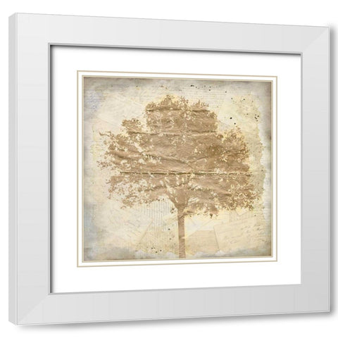 Tree Silhouette Gold Craft 1 White Modern Wood Framed Art Print with Double Matting by Allen, Kimberly