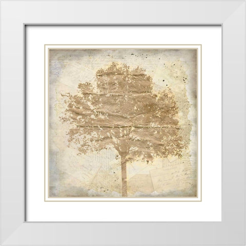 Tree Silhouette Gold Craft 1 White Modern Wood Framed Art Print with Double Matting by Allen, Kimberly
