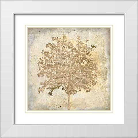 Tree Silhouette Gold Craft 2 White Modern Wood Framed Art Print with Double Matting by Allen, Kimberly