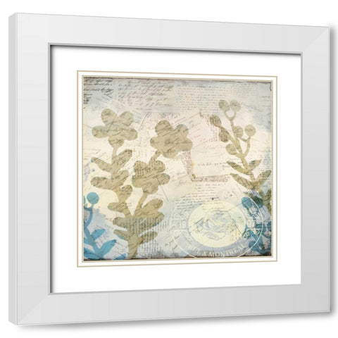 Botanical Postale 2 White Modern Wood Framed Art Print with Double Matting by Allen, Kimberly