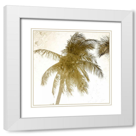 Bright Palm Gold 1 White Modern Wood Framed Art Print with Double Matting by Allen, Kimberly