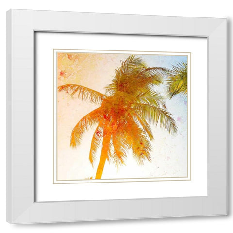 Bright Palm 1 White Modern Wood Framed Art Print with Double Matting by Allen, Kimberly