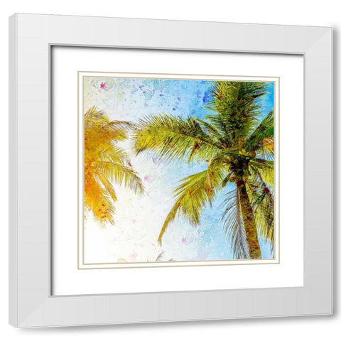 Bright Palm 2 White Modern Wood Framed Art Print with Double Matting by Allen, Kimberly