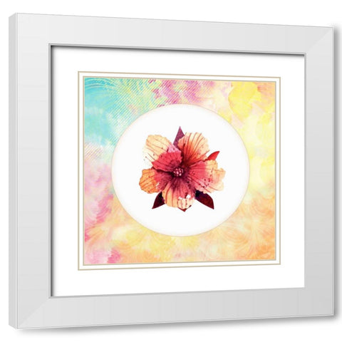 Tropical Floral Square 1 White Modern Wood Framed Art Print with Double Matting by Allen, Kimberly