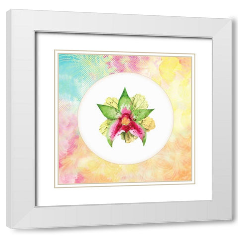 Tropical Floral Square 2 White Modern Wood Framed Art Print with Double Matting by Allen, Kimberly