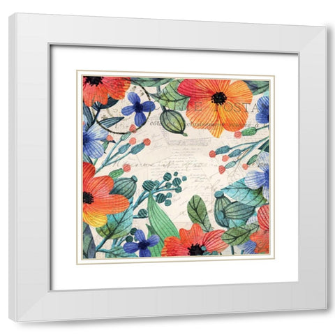 Spring Carte Postale 1 White Modern Wood Framed Art Print with Double Matting by Allen, Kimberly