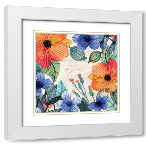 Spring Carte Postale 2 White Modern Wood Framed Art Print with Double Matting by Allen, Kimberly