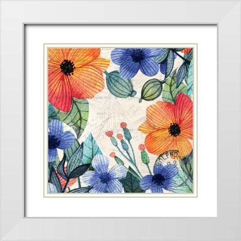 Spring Carte Postale 2 White Modern Wood Framed Art Print with Double Matting by Allen, Kimberly