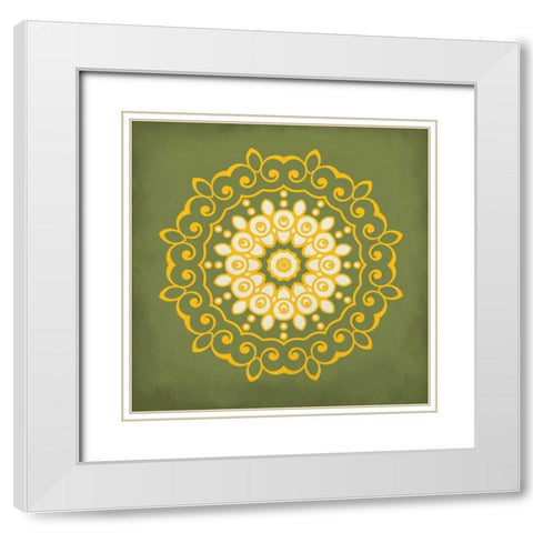 Medallion C White Modern Wood Framed Art Print with Double Matting by Allen, Kimberly