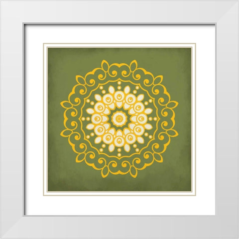 Medallion C White Modern Wood Framed Art Print with Double Matting by Allen, Kimberly