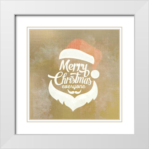 Merry Christmas Everyone White Modern Wood Framed Art Print with Double Matting by Allen, Kimberly