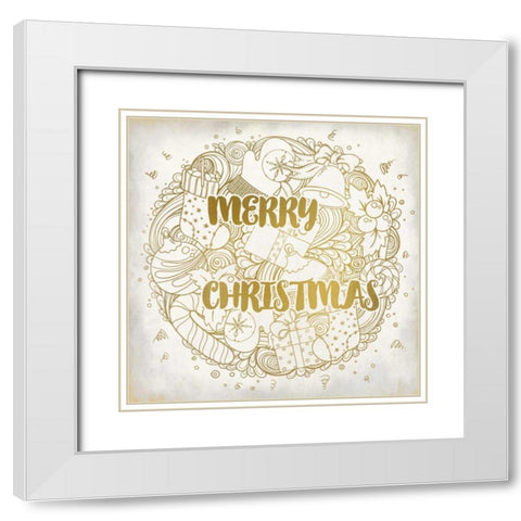 Merry Christmas Ornament White Modern Wood Framed Art Print with Double Matting by Allen, Kimberly