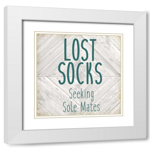Lost Socks White Modern Wood Framed Art Print with Double Matting by Allen, Kimberly