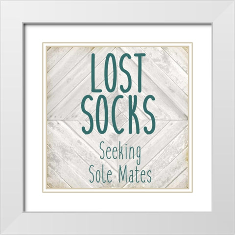 Lost Socks White Modern Wood Framed Art Print with Double Matting by Allen, Kimberly