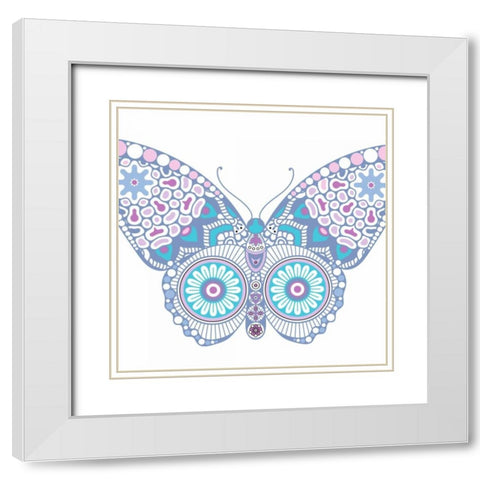 Colorful Butterfly 1 White Modern Wood Framed Art Print with Double Matting by Allen, Kimberly