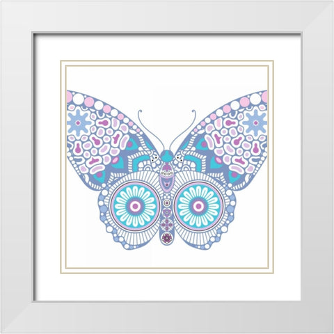 Colorful Butterfly 1 White Modern Wood Framed Art Print with Double Matting by Allen, Kimberly