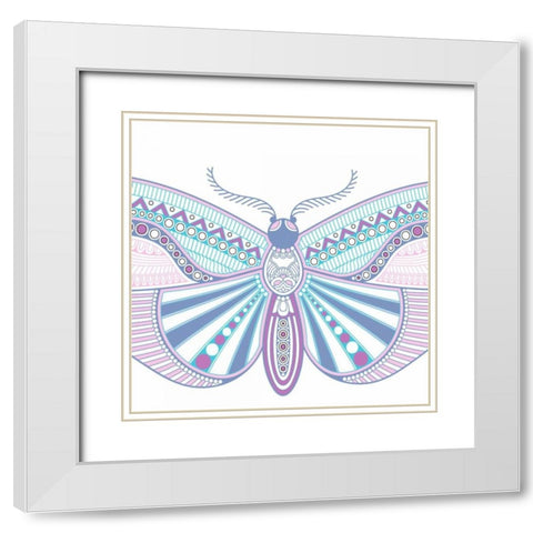 Colorful Butterfly 3 White Modern Wood Framed Art Print with Double Matting by Allen, Kimberly