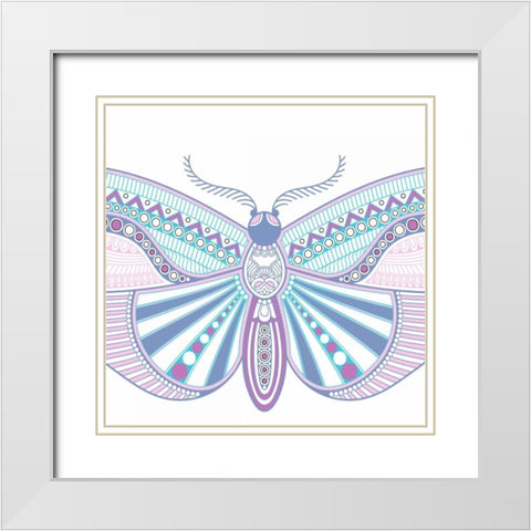 Colorful Butterfly 3 White Modern Wood Framed Art Print with Double Matting by Allen, Kimberly