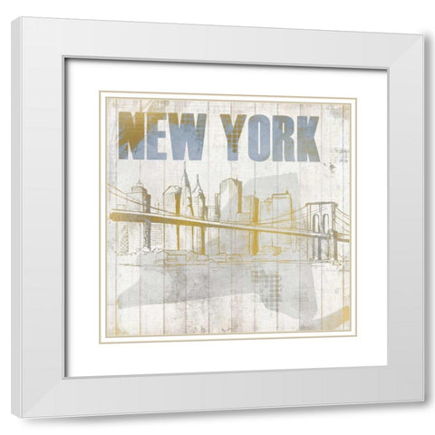 New York White Modern Wood Framed Art Print with Double Matting by Allen, Kimberly