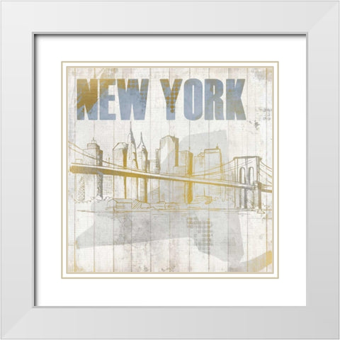 New York White Modern Wood Framed Art Print with Double Matting by Allen, Kimberly
