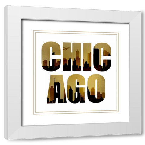 Golden Chicago Square White Modern Wood Framed Art Print with Double Matting by Allen, Kimberly