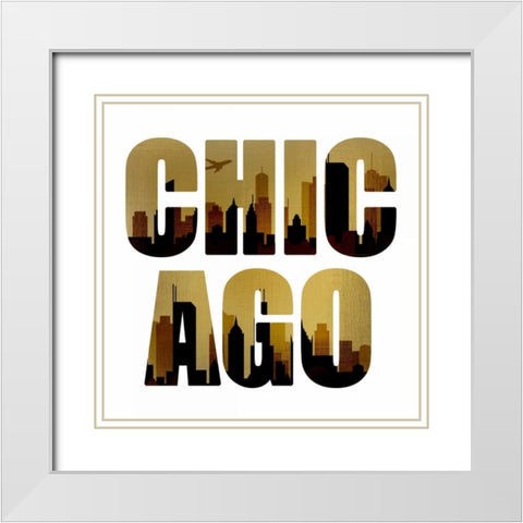 Golden Chicago Square White Modern Wood Framed Art Print with Double Matting by Allen, Kimberly