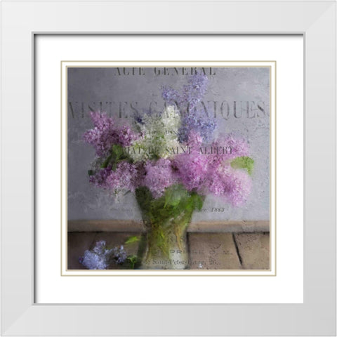 Lilacs White Modern Wood Framed Art Print with Double Matting by Allen, Kimberly