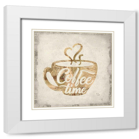 Coffee Time 1 White Modern Wood Framed Art Print with Double Matting by Allen, Kimberly