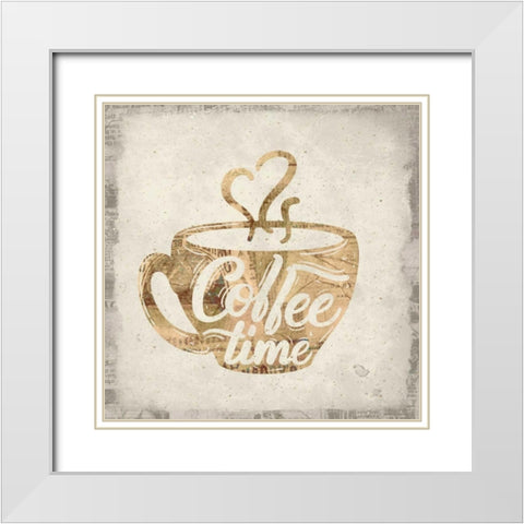 Coffee Time 1 White Modern Wood Framed Art Print with Double Matting by Allen, Kimberly