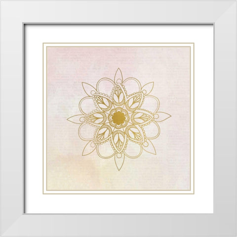 Newspaper Mandala 1 White Modern Wood Framed Art Print with Double Matting by Allen, Kimberly