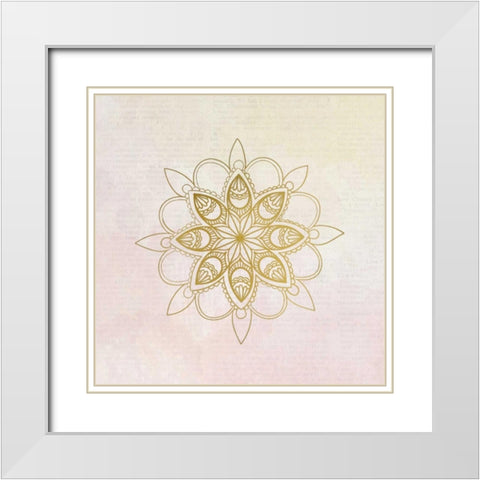 Newspaper Mandala 3 White Modern Wood Framed Art Print with Double Matting by Allen, Kimberly